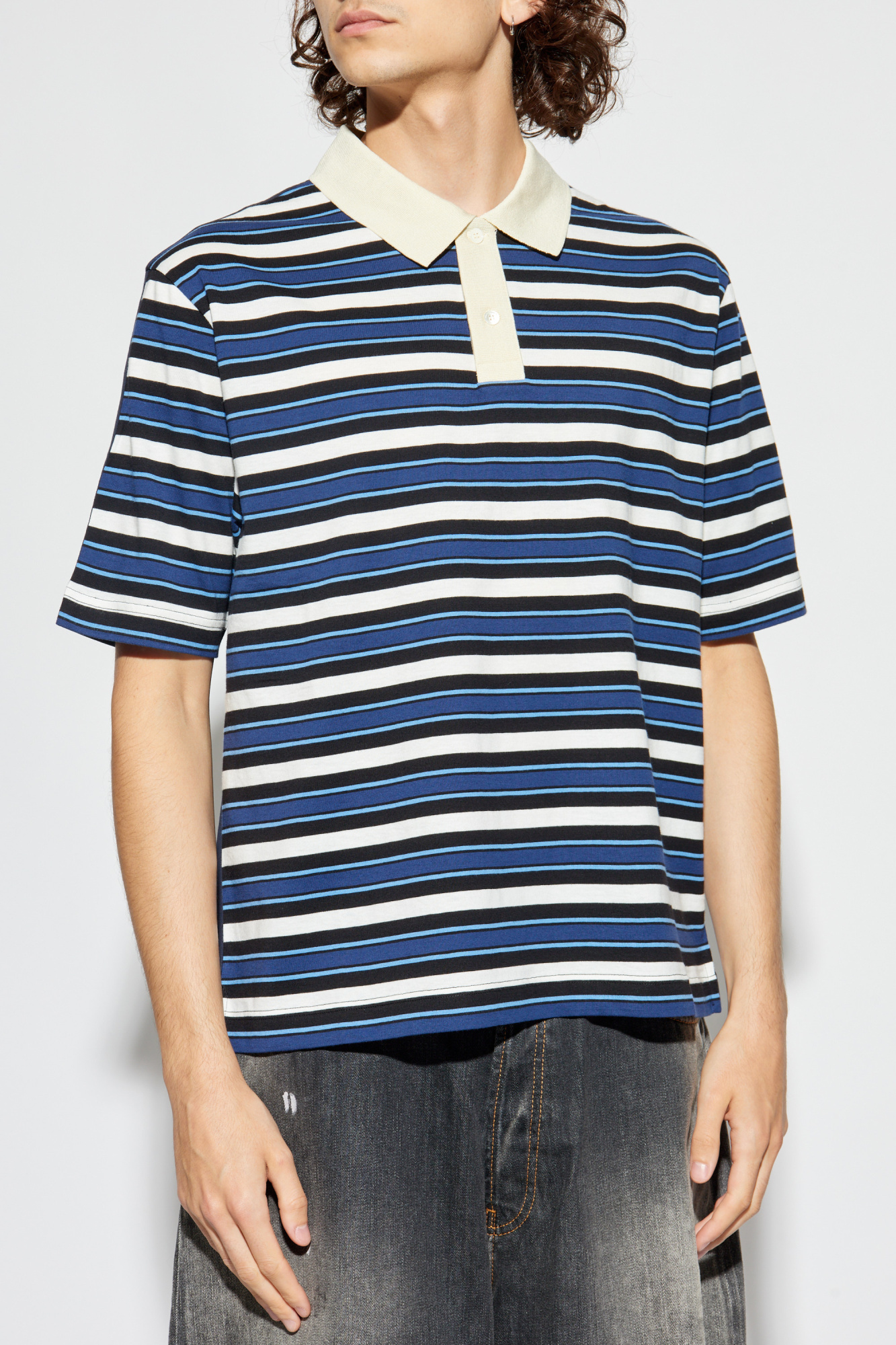 Navy blue Striped pattern polo Marni - Vitkac France